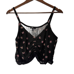 Matching set CURVYSENSE Floral Black Camisole Top and short set 2X